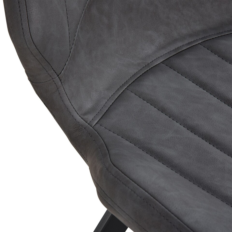 image 1 of HOMCOM Set of 2 PU Leather Dining Chair Moulded Seats Steel Frame Grey
