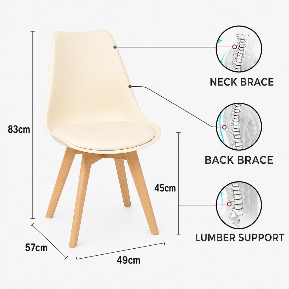 image 1 of Dining Table and 4 Chairs Oak Effect Table With 4 Cream Plastic Chairs Dining Room Furniture