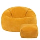 image 4 of Kingston Cord Adults Bean Bag Chair and Pouffe, Ready Filled Beanbag and Footstool Ochre Yellow | Yellow | Ochre Yellow | 2