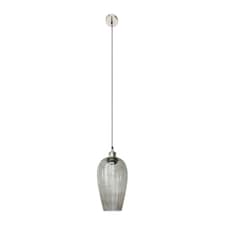 Antique Silver Metal and Smoked Glass Pendant Grey | Clear | W17xD17xH120cm