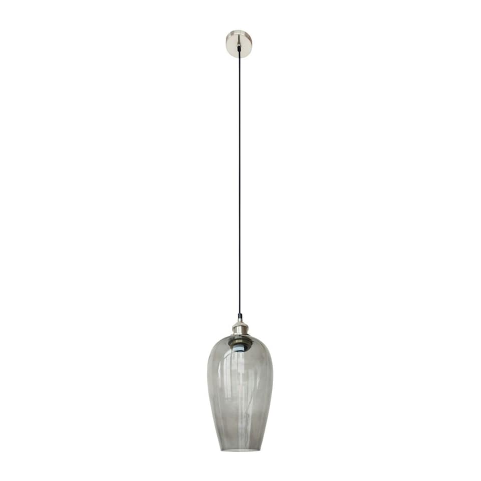 image 1 of Antique Silver Metal and Smoked Glass Pendant Grey | Clear | W17xD17xH120cm