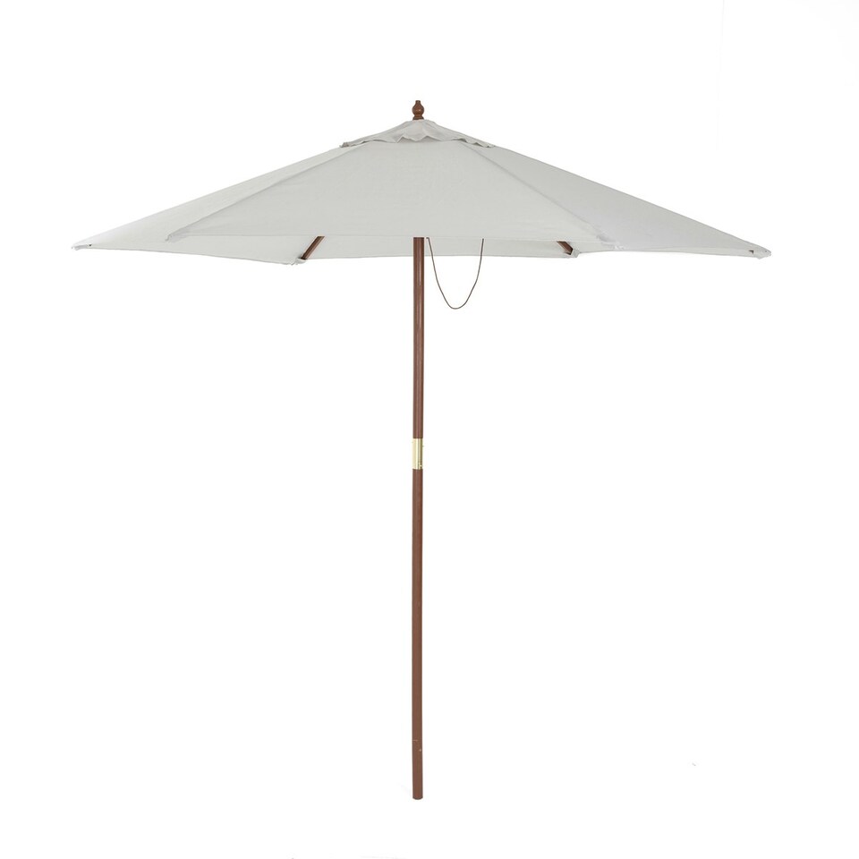 Charles Bentley Garden Large 2.4M Wooden Garden Patio Shade Umbrella - Light Grey