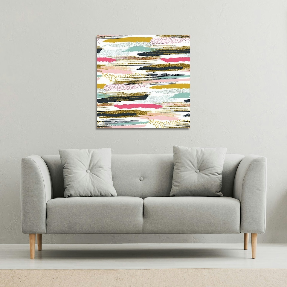 image 1 of Coloured Stripes & Spots (Canvas Print) 46 x 46 x 4cm
