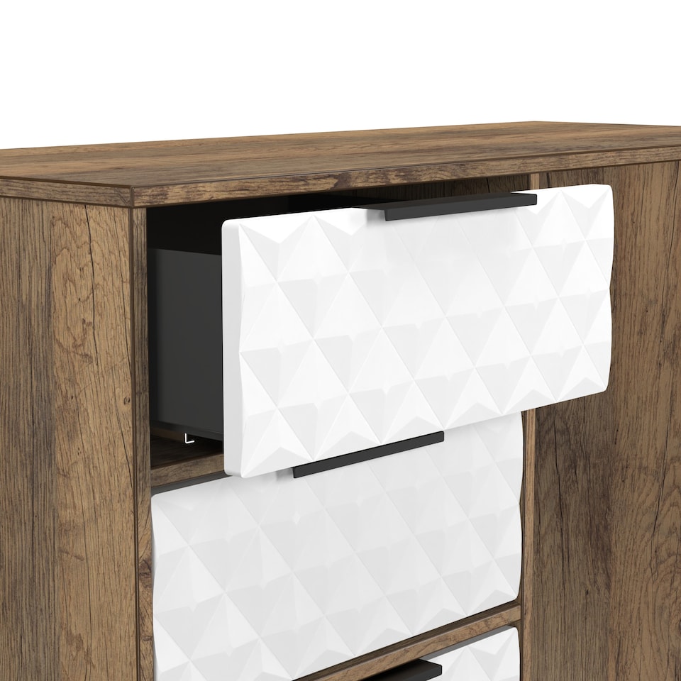 image 1 of Islay 4 Drawer Vanity in White Matt & Vintage Oak (Ready Assembled) | White | White Matt & Vintage Oak