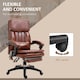 image 6 of Vinsetto PU Leather Massage Office Chair w/ Adjustable Height Footrest Brown
