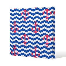 Anchors on Zig Zag Stripes (Canvas Print) 127 x 127 x 4cm