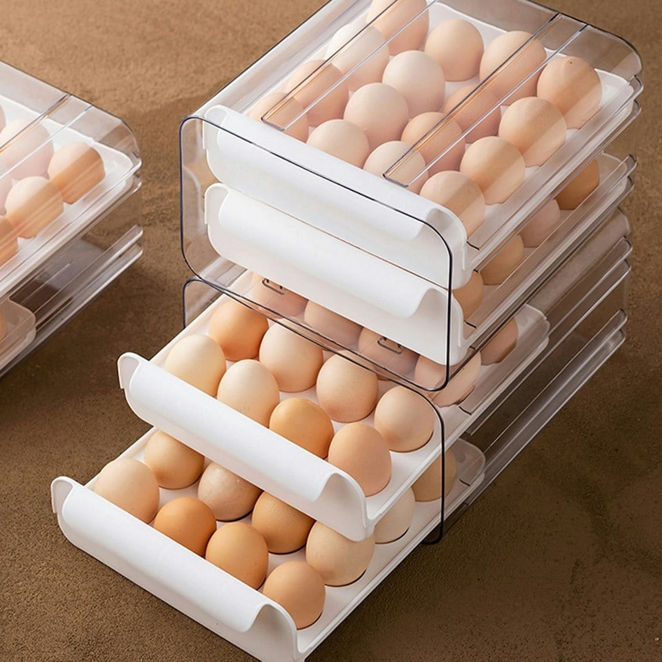 image 1 of Living and Home Double-layer Transparent Egg Storage Drawer Box