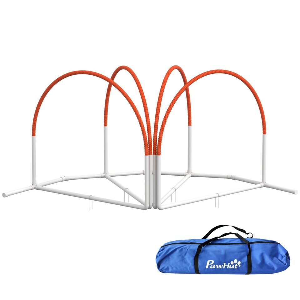image 1 of PawHut Dog Agility Equipment Set with 4 PCS Weave Pole, Orange