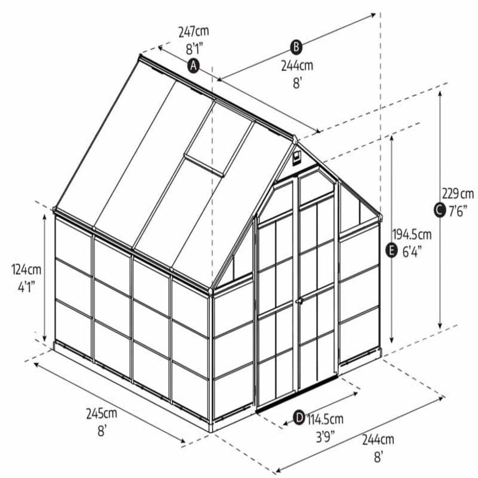 image 1 of Greenhouse Balance 8 x 8 - Polycarbonate - L247 x W244 x H229 cm - Green