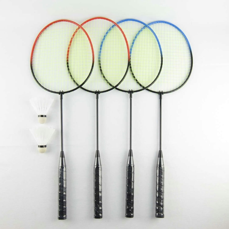image 1 of Oypla 4 Player Garden Badminton Set w/ Racket, Net, Shuttlecocks & Carry Bag