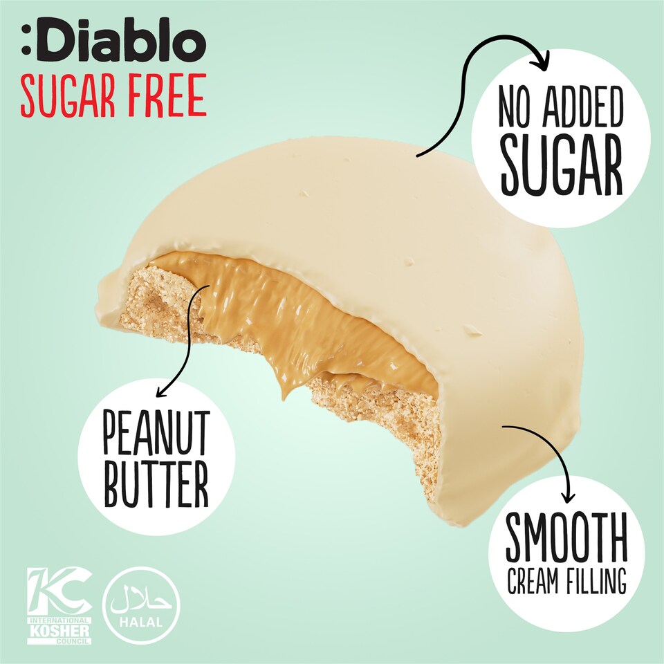 image 1 of Diablo No Added Sugar Peanut Butter Cream Cookies 100g 3 Pack
