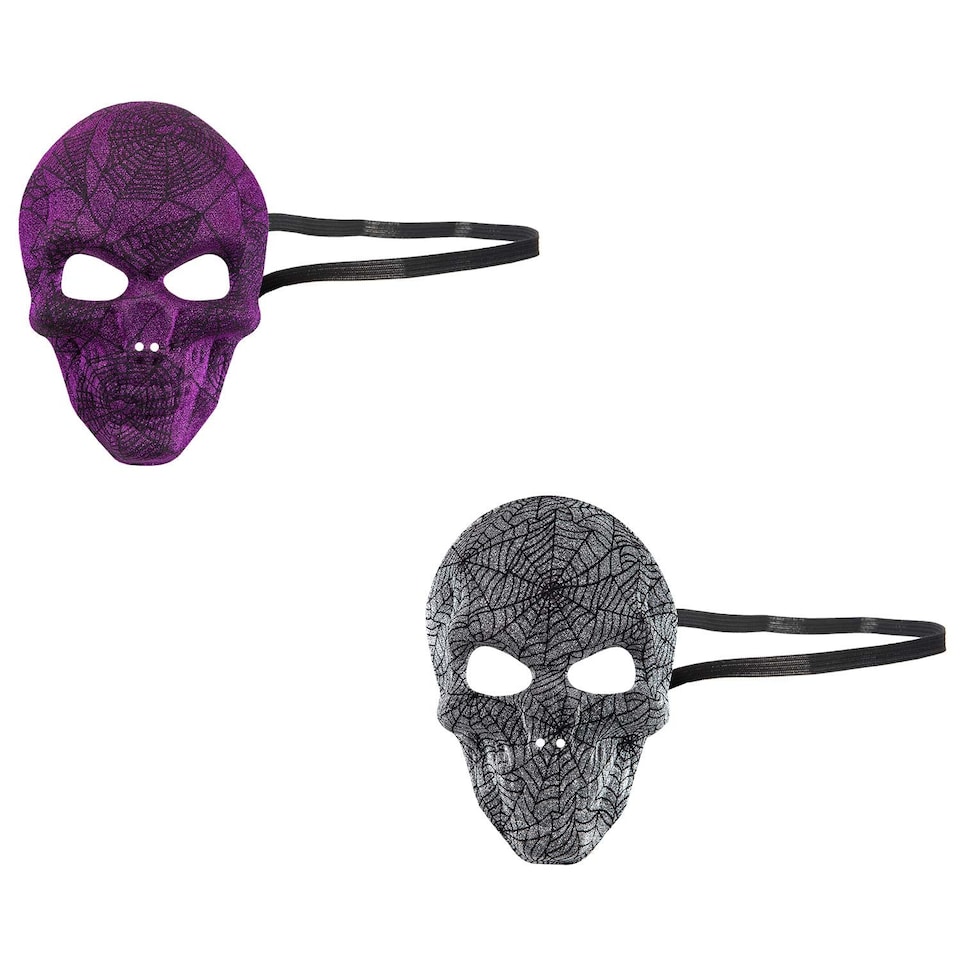 image 1 of vfm-estore Halloween Skull Mask Glitter Web Design Silver