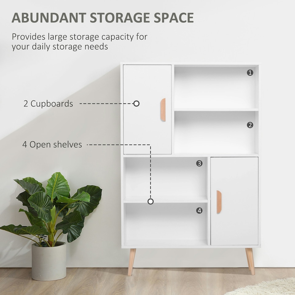 image 1 of HOMCOM Free Standing Bookcase Shelves Unit Storage Cabinet White