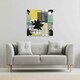 image 2 of Geometric Shape & Leaf Print in Yellow & Green (Canvas Print) 127 x 127 x 4cm