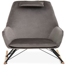 Interiors by Premier Grey Velvet Rocking Chair,  Easy-to-Clean Velvet Accent Chair, High-Back & Arm Support Comfy Armchair