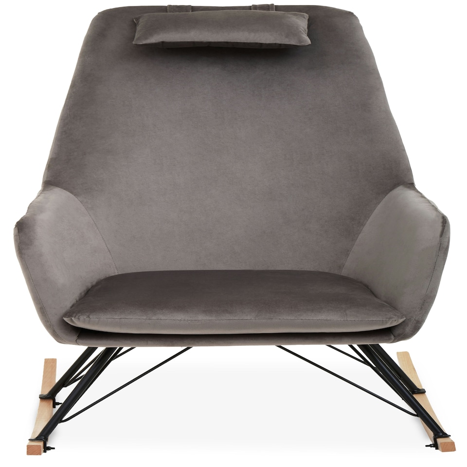 image 1 of Interiors by Premier Grey Velvet Rocking Chair, Easy-to-Clean Velvet Accent Chair, High-Back & Arm Support Comfy Armchair
