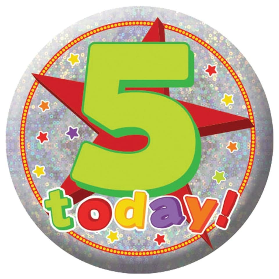Amscan Holographic 5th Birthday Badge - Multicoloured - One Size