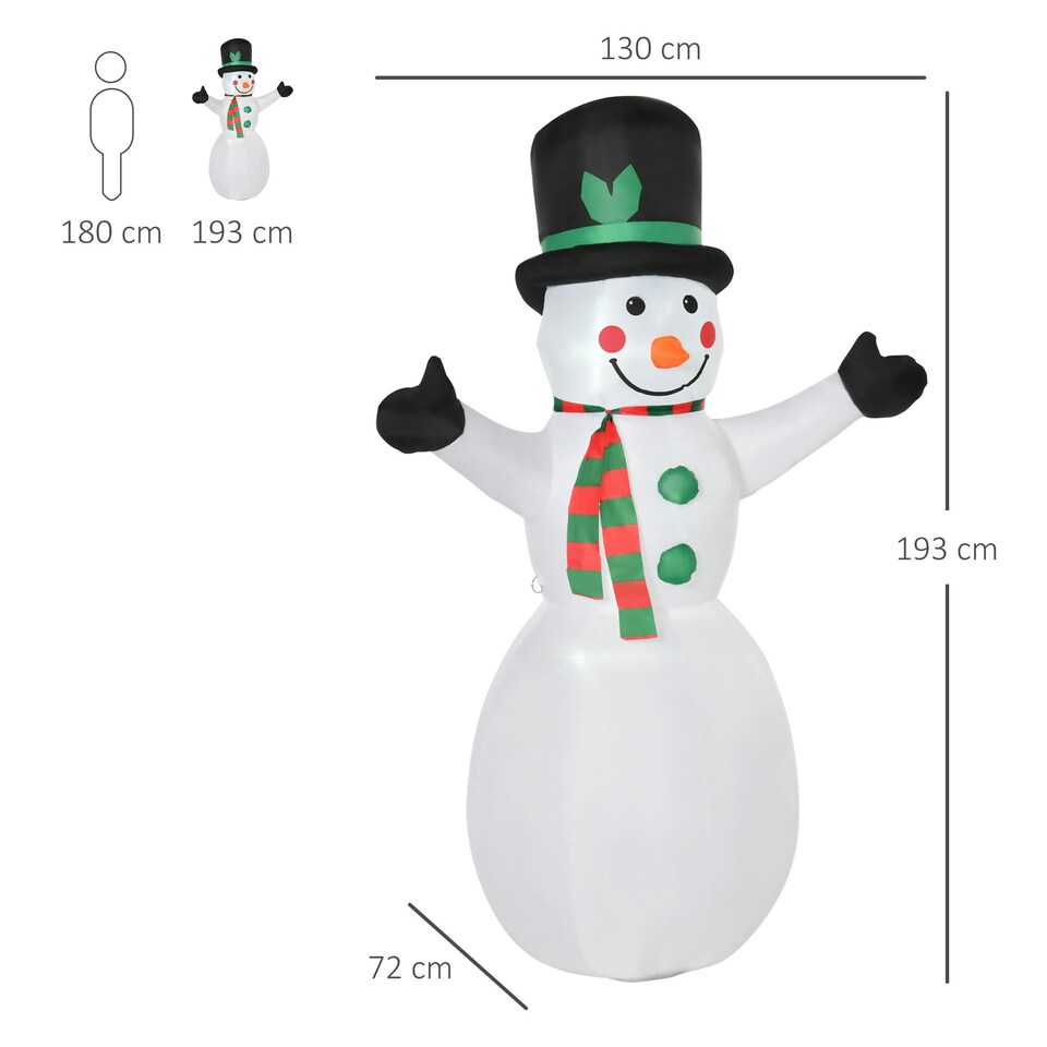 image 1 of HOMCOM 6.5ft Inflatable Snowman Xmas Airblown Holiday Decoration Outdoor