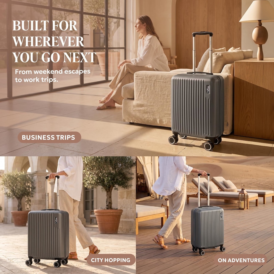 image 1 of Lugg Vacay Hard Shell Cabin Suitcase ABS 360 Spinner Wheels Water Resistant (45x33x20cm)