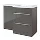 image 1 of Bathroom Right Handed 2 Drawer Combination Unit with L Shape Basin 1100mm Wide - Storm Grey Gloss - Brassware Not Included Grey