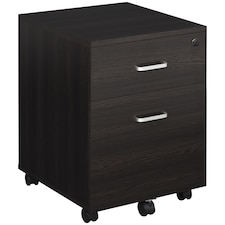 Vinsetto 2-Drawer Locking Office Filing Cabinet w 5 Wheels Rolling Storage Hanging A4 Cupboard Home Organisation Black Wood Grain