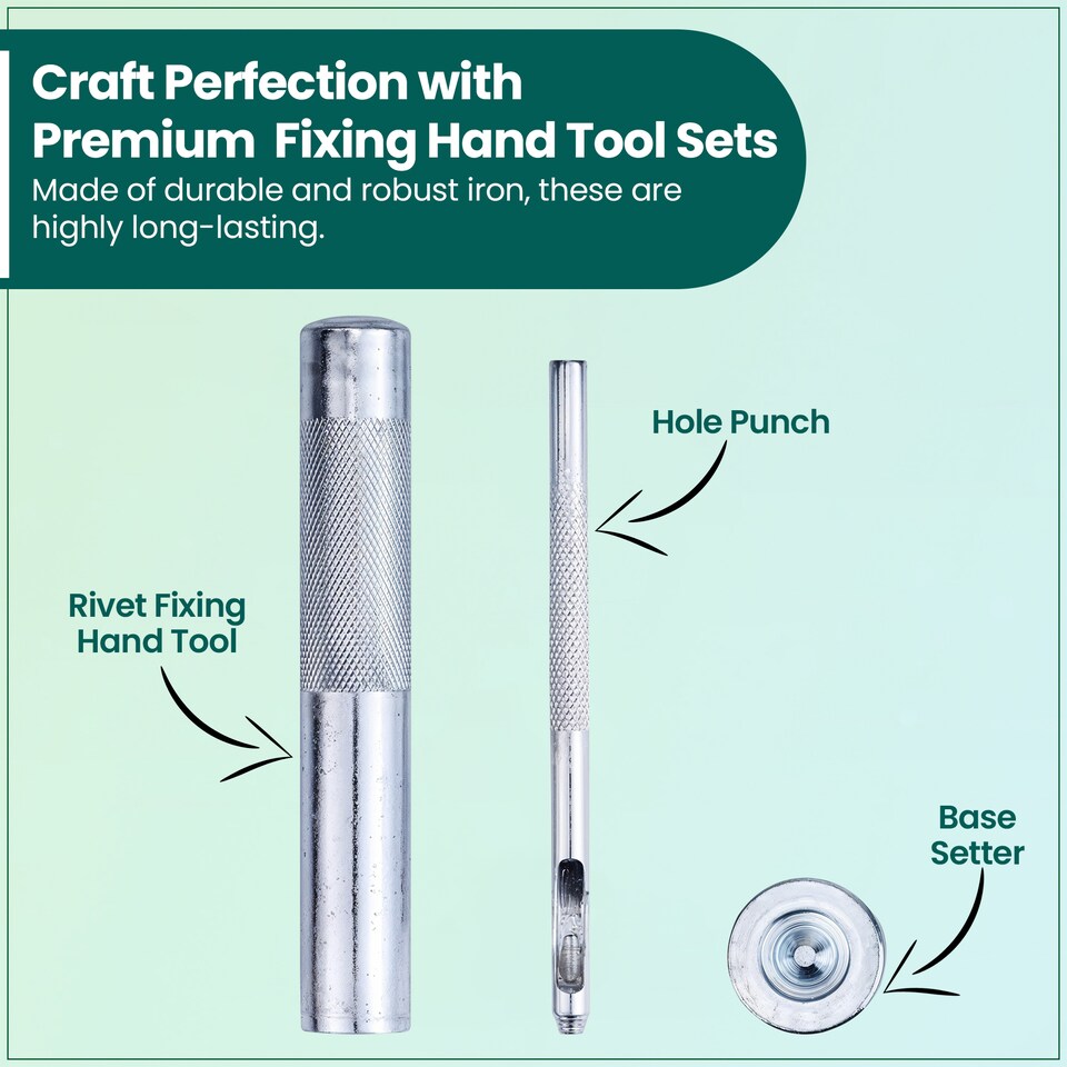 image 1 of 15mm Double Cap Rivets Fixing Hand Tool Set for Sewing & Belts