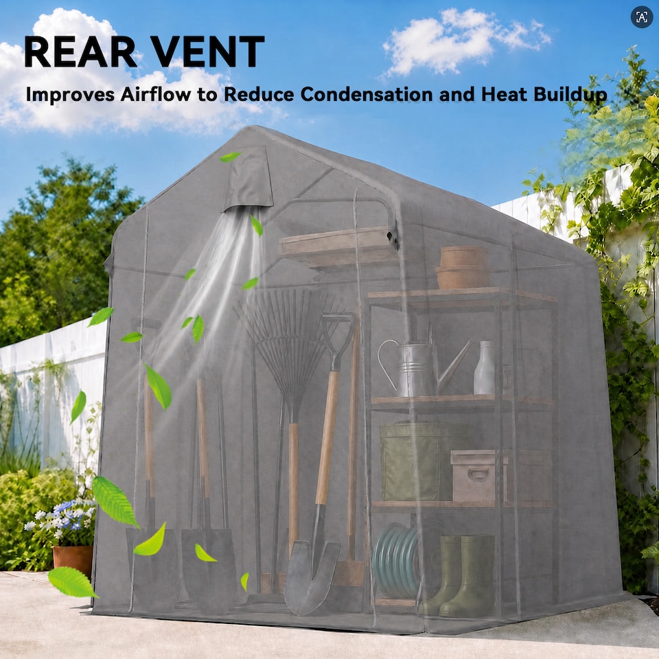 image 1 of Outsunny 7.5 x 6.2 ft Outdoor Garden Storage Shed, Waterproof Bike Tent | Grey | Dark Grey