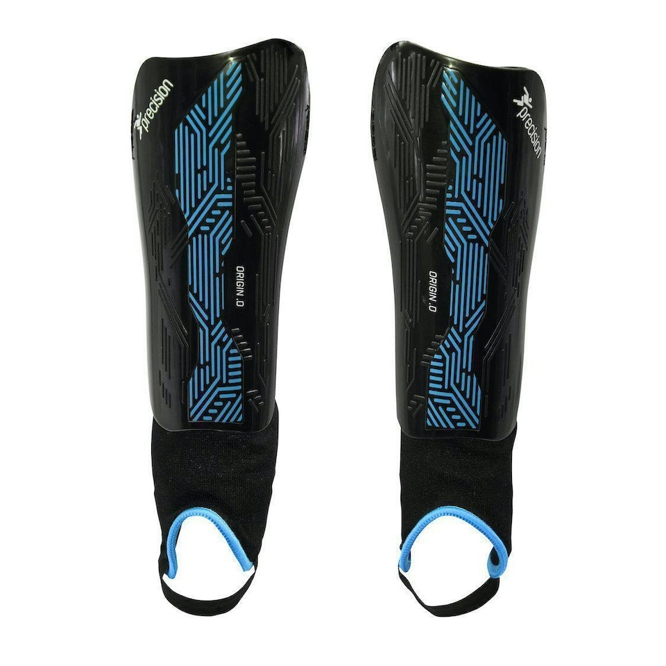 Precision Unisex Adult Origin.0 Shin Guards - Black/Cyan - L