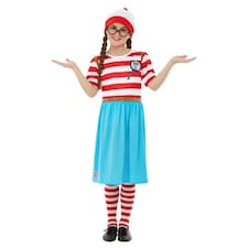 Where's Wally? Wenda Deluxe Girls Fancy Dress Costume Kids Small - Age 4-6