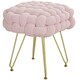 image 6 of HOMCOM Woven Velvet Foot Stool with Steel Legs for Living Room, Pink