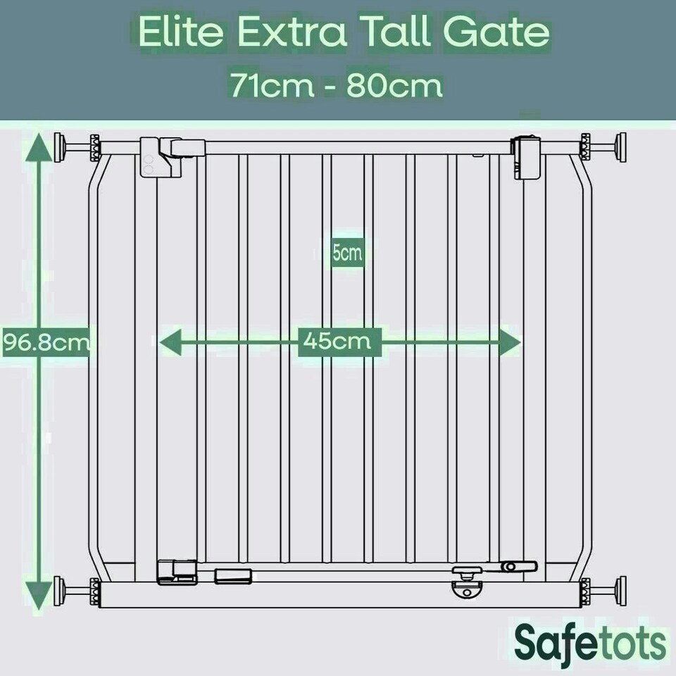 image 1 of Bettacare Extra Tall Elite Dog Gate, 71cm - 80cm, Matt White, Extra Tall 96.8cm in Height, Pressure Fit Pet Gate
