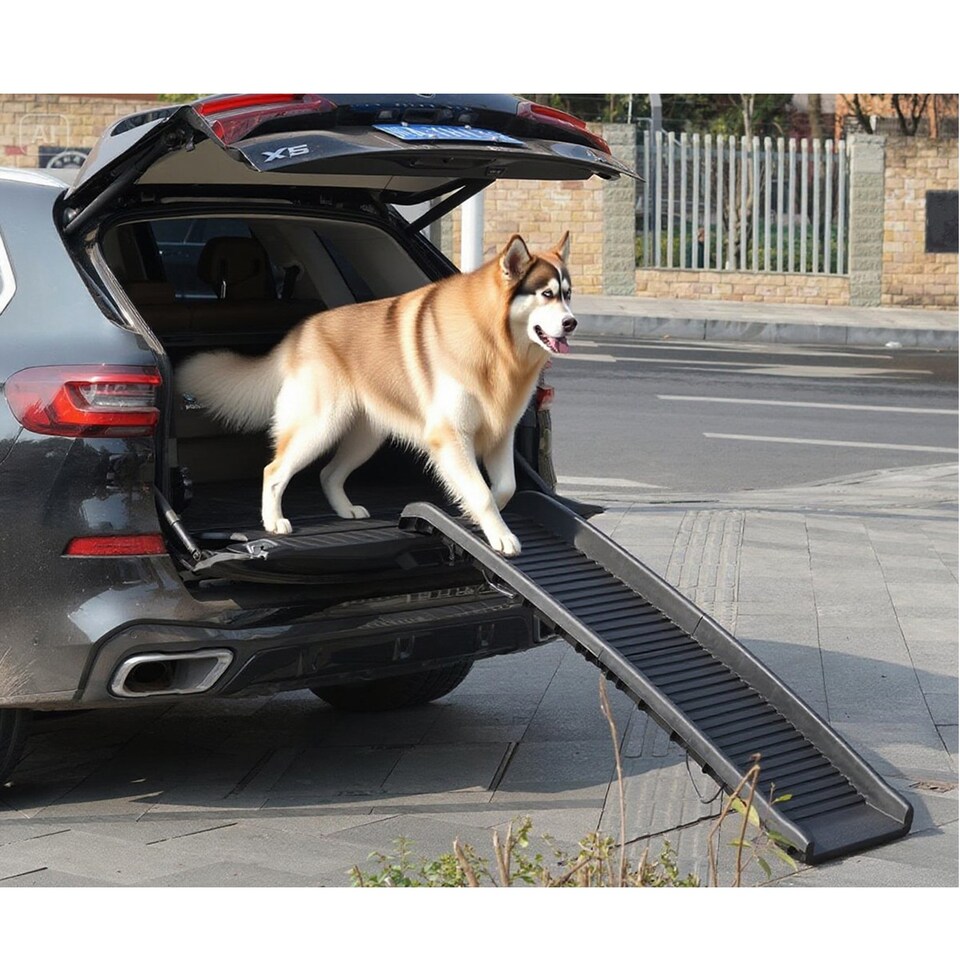 image 1 of Gr8 Garden Dog Pet Ramp Plastic Folding Lightweight Strong Bi Fold Travel Car Van Portable