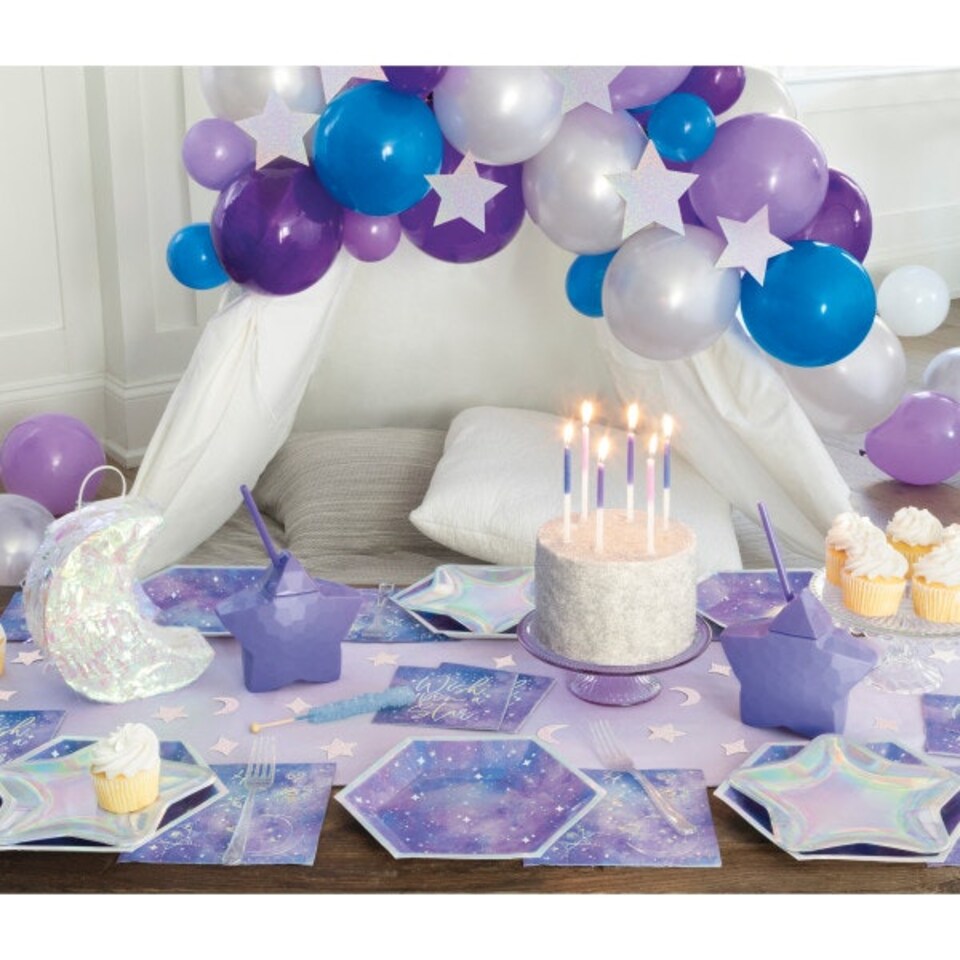 image 1 of Assorted Lavender, Purple, Royal Blue, & Silver Balloon Arch Kit and Diecut Stars