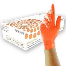Unigloves Orange Pearl Box of 100 Nitrile Gloves