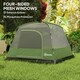 image 10 of Outsunny 3-4 Person Camping Tent, Waterproof Tent Blue | Navy Blue, Light Blue