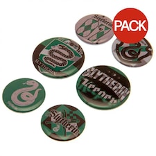 Harry Potter Slytherin Badge Set (Pack of 6) - Green/Brown/White - One Size