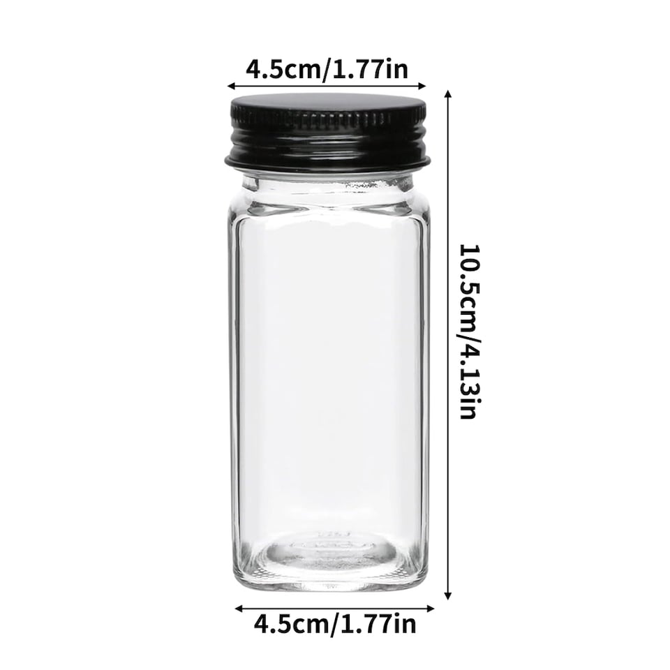 image 1 of Living and Home 24Pcs Glass Spice Jars with Metal Lids | Black
