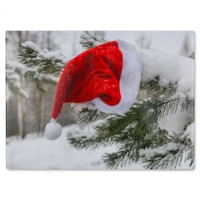 Santa Claus Hat Dining Glass Chopping Board | Multi