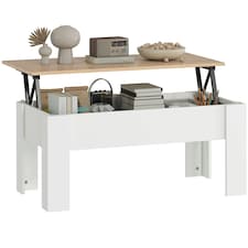 HOMCOM Lift Top Coffee Table w/Storage Compartment, Living Room Center Table White