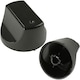 image 1 of SPARES2GO Black Control Knob Switch for Hotpoint Hot-Ari DH53K DH53KS DH93CK MH99.1 SH31K SH33K SH33KS Oven Cooker (Pack of 2)