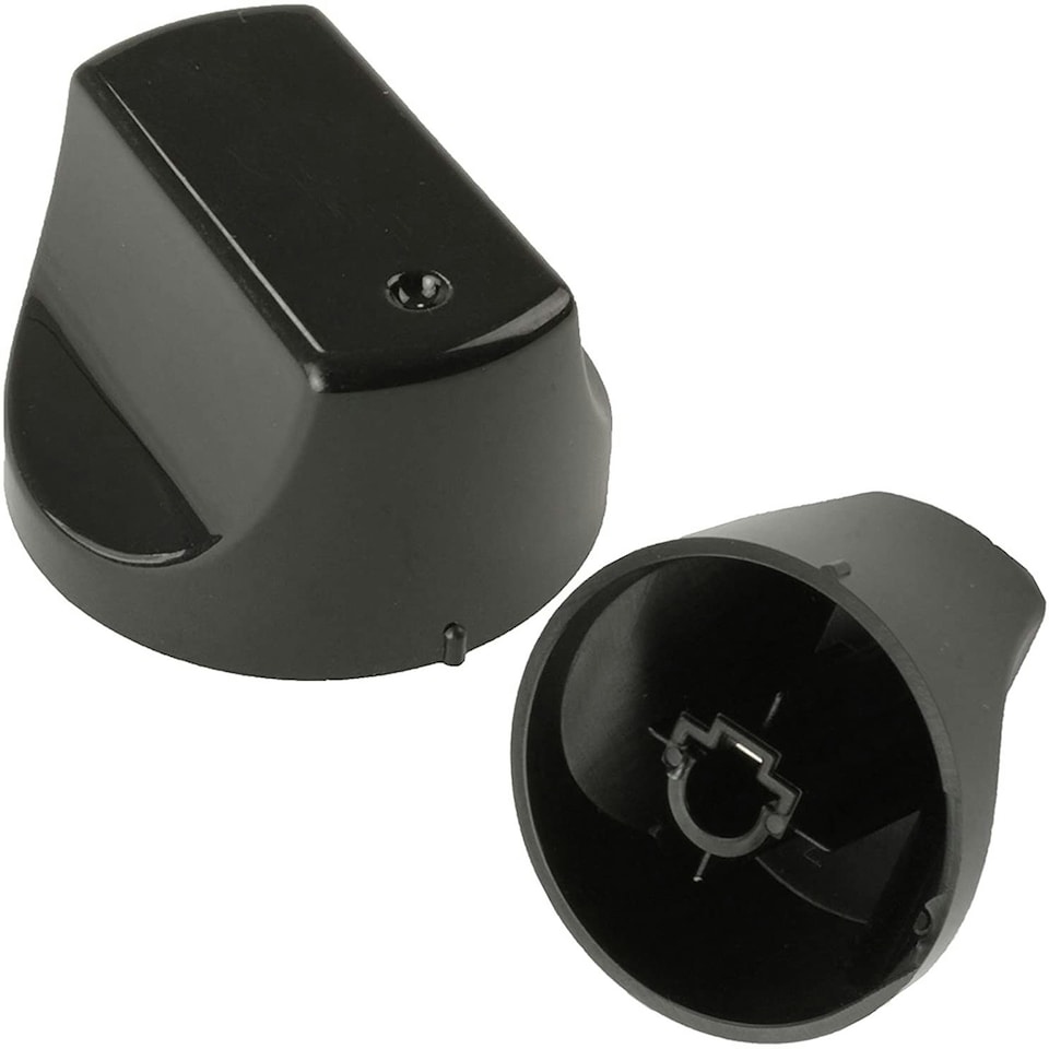 image 1 of SPARES2GO Black Control Knob Switch for Hotpoint Hot-Ari DH53K DH53KS DH93CK MH99.1 SH31K SH33K SH33KS Oven Cooker (Pack of 2)