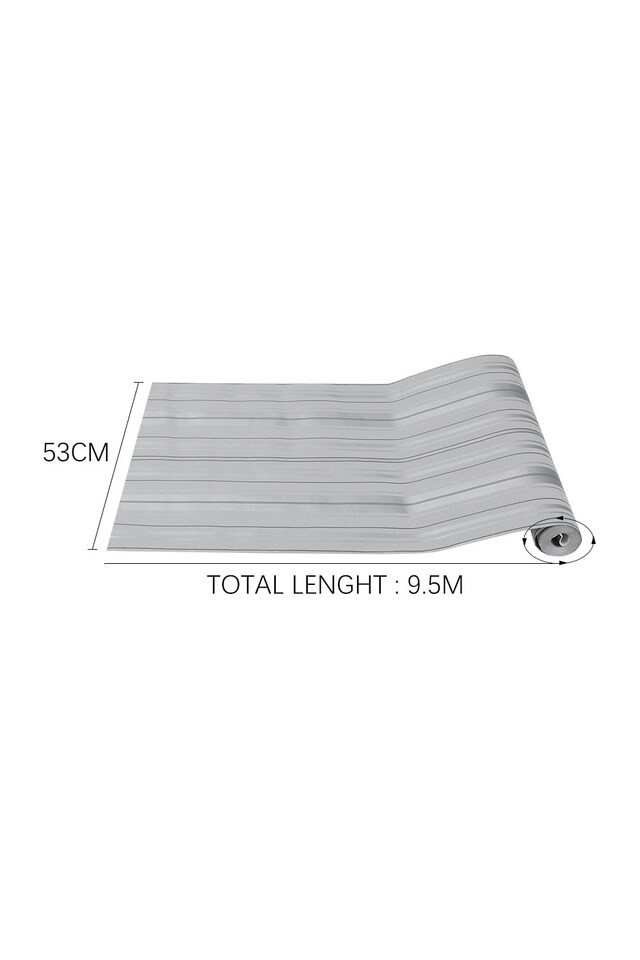 image 1 of Living and Home Modern Metallic Silver and Grey Striped Wallpaper - 950*53cm | Grey