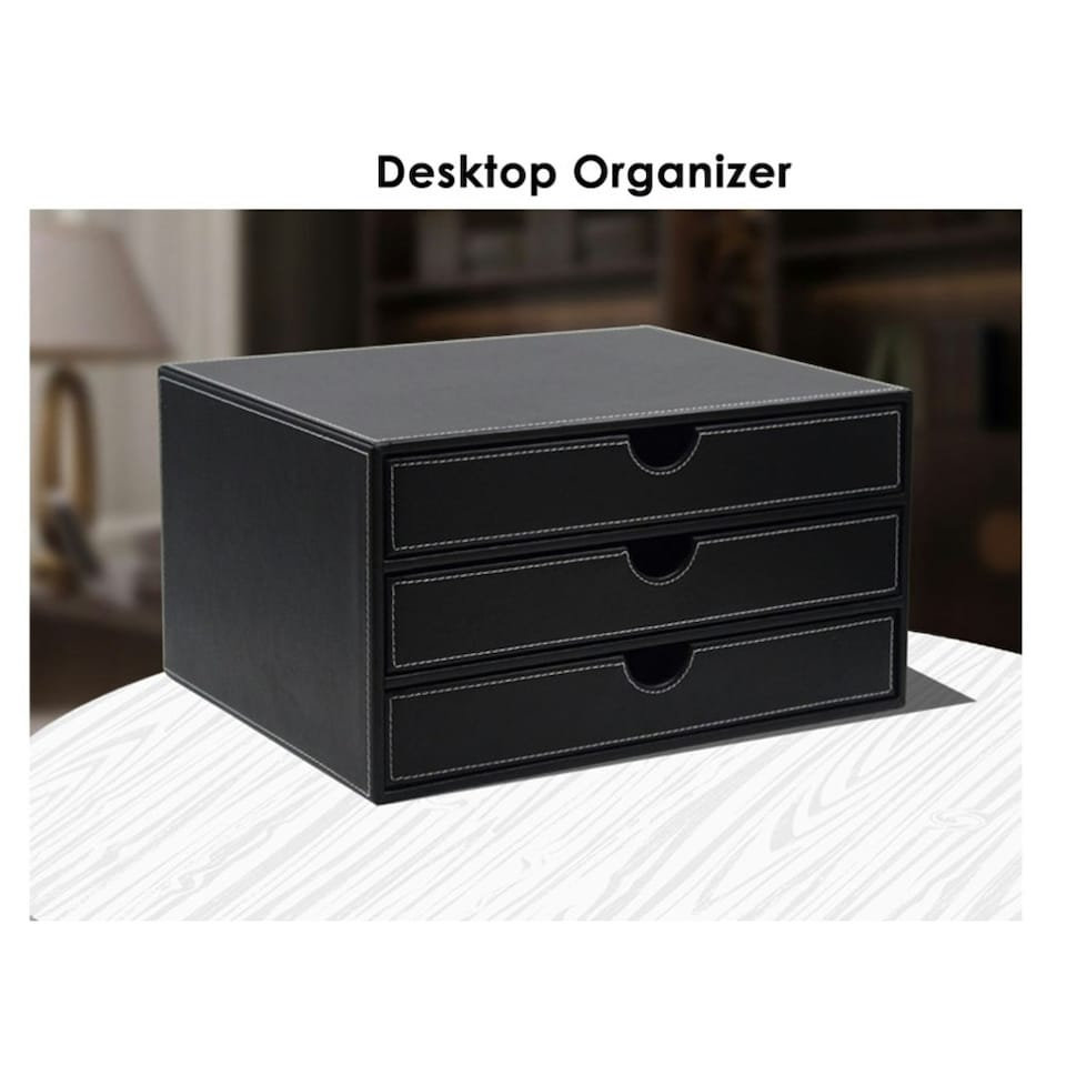 image 1 of PVC Black Desktop Organizer 31.8 x 24 x 19.8cm