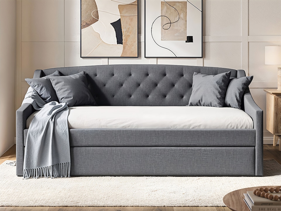 image 1 of Flair Aurora Daybed with Trundle Grey Linen