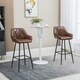 image 2 of HOMCOM Retro Bar Stools Set of 2, Breakfast Bar Chairs with Footrest, Kitchen Stools with Backs and Steel Legs, for Dining Area and Home Bar, Brown