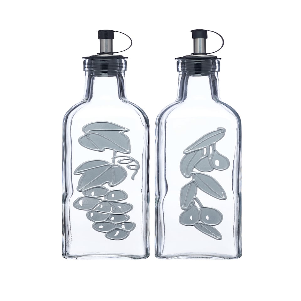 image 1 of KitchenCraft Oil Vinegar Bottle Set Clear Glass 500ml