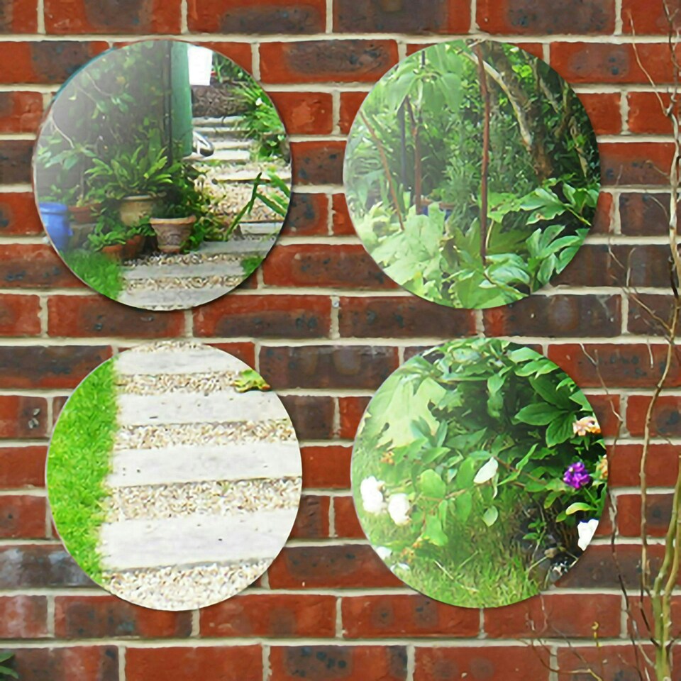 image 1 of Primrose Acrylic Wall Mounted Circular Silver Garden Illusion Mirror 40cm