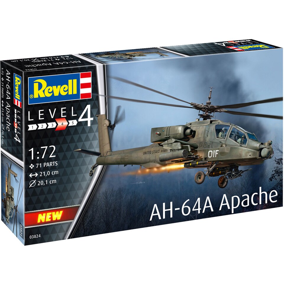 image 1 of Revell AH-64A Apache Helicopter Model Kit Scale 1-72