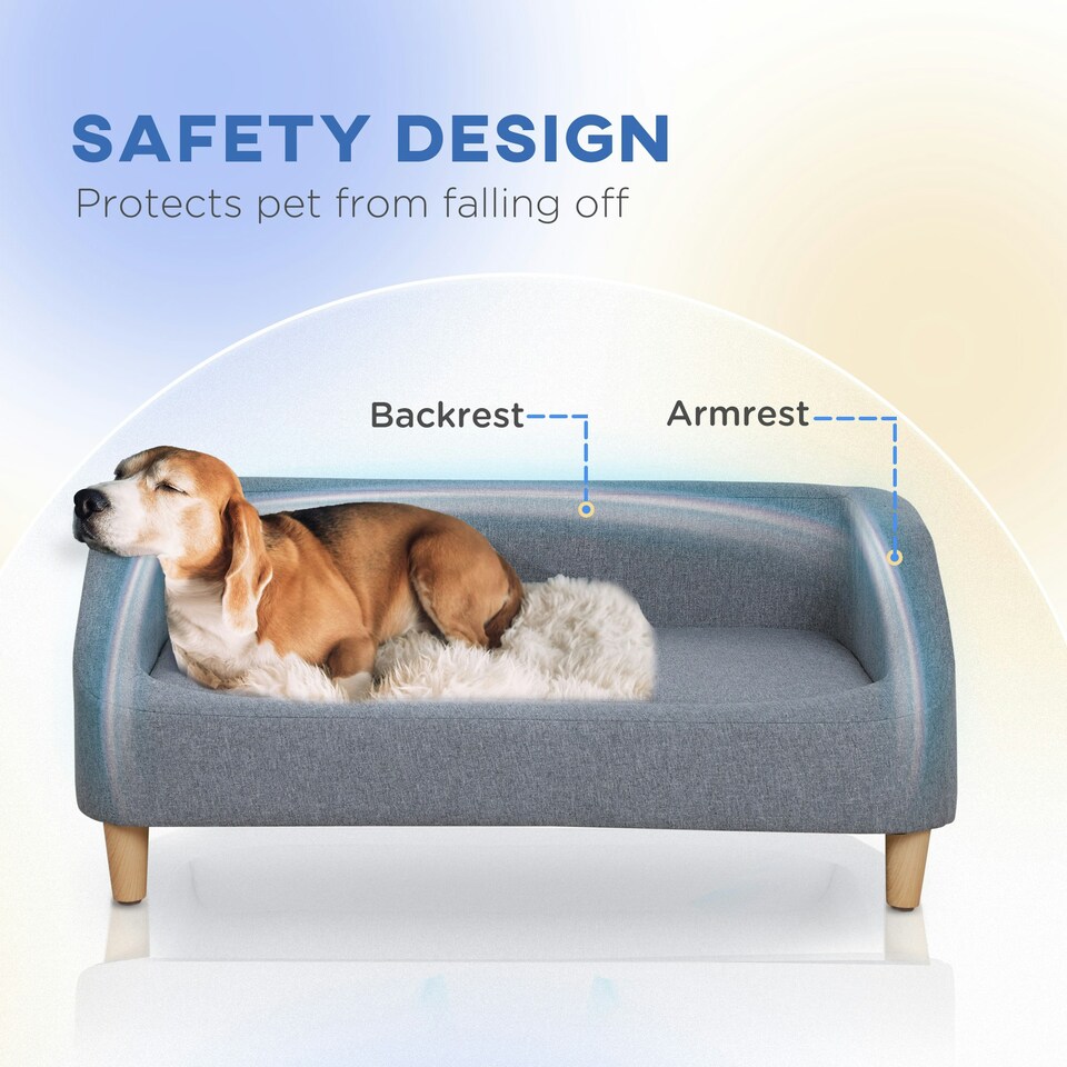 image 1 of PawHut Dog Sofa Bed Cat Sofa w/ Soft Cushion for Small Medium Large Dogs Grey
