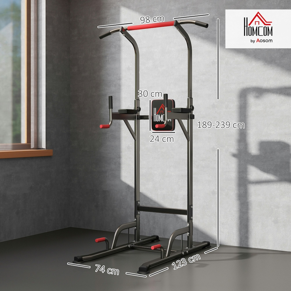 image 1 of HOMCOM Power Tower Station Pull Up Bar w/Adjustable Height for Home Gym Workout